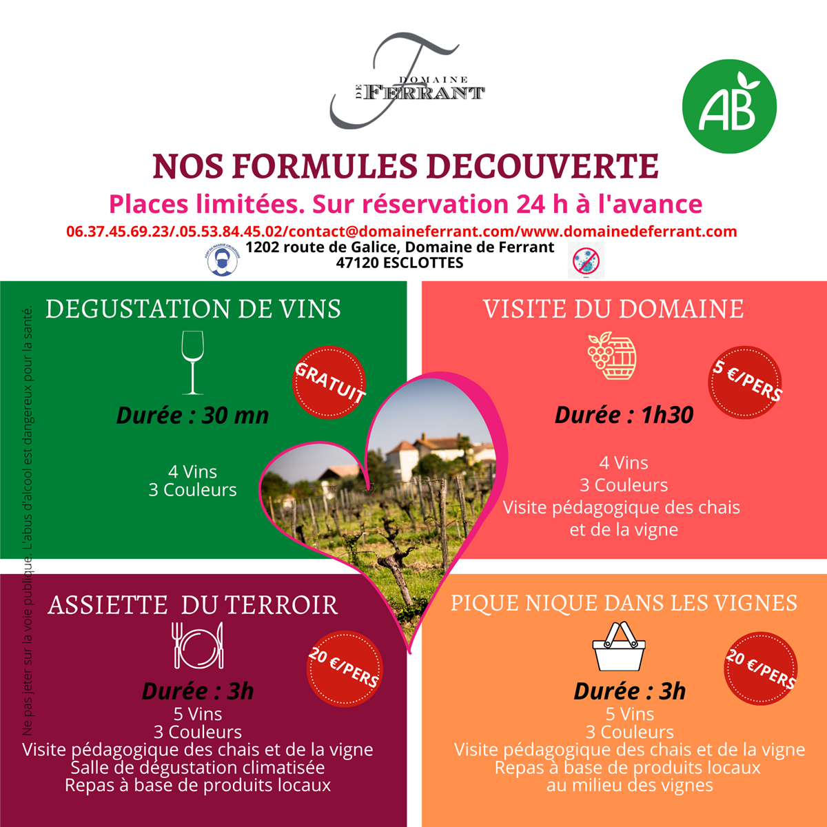 Les formules découverte du Domaine de Ferrant